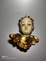 Antique Art Nouveau Wooden Putto Angel Wall or Christmas Tree Ornament