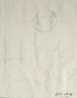 József Litkei: the fat - pencil drawing from the artist's legacy