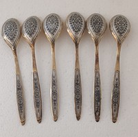 Russian silver gilded niello tea spoon set of 6 116gr