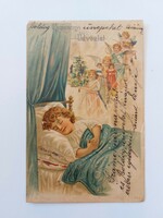 Old Christmas postcard 1901 postcard angels
