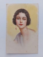 Old postcard 1927 postcard lady