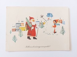 Régi karácsonyi képeslap 1973 rajzos levelezőlap Mikulás hóember