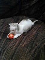 Zsolnay porcelain playing cat