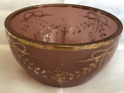Pink opal glass bowl with Art Nouveau pattern, 12.5 cm diameter