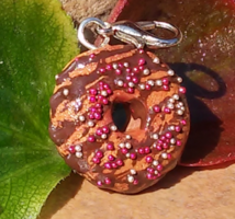 Striped chocolate donut pendant