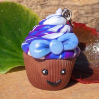 Blueberry kawaii muffin pendant