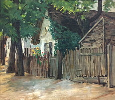 Henrik Kóbor (1885 - 1964): village street, 70 x 80 cm, oil on canvas, 1943
