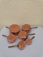 Antique French copper set, set of 6