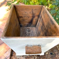 Old wooden chest, retro trash can, vintage, rustic in white brown color