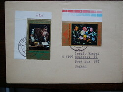 1973. NDK futott borítékok - Festmények sor 3 db borítékon - ívsarki, ívszéli bélyegek is