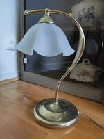 Design réz olvasó / éjjeli lámpa tejüveg kehelybúrás vintage hangulat világítás