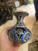 Baán Imre antik szecesszós hódmezővásárhelyi kerámia váza, 12 cm-es