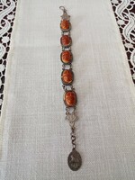 Régi egyiptomi ötvös karkötő / karperec - barna skarabeusz bogár
