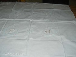 Beautiful embroidered tablecloth with crochet insert