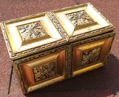 Antique veneered wooden gift box