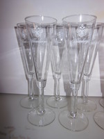 Set - 7 pcs - champagne - glass - 21 x 6 cm - schlumberger - flawless