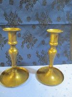 Pair of antique brass candle holders