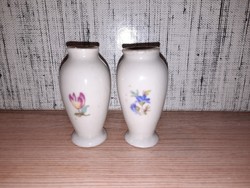 Old Hólloháza porcelain violet vase 2 pieces