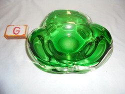 Green thick, heavy glass ashtray, ashtray