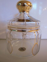 Storage jar - marked - 18 carat gold-plated - hand painted - 14 x 10 cm - flawless