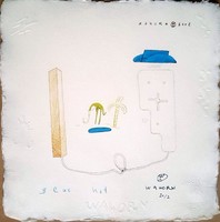 Wahorn András  - Blue hat 32 x 32 cm computer print, merített papír