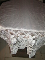 Pair of beautiful vintage style wide lacy satin stained glass curtains
