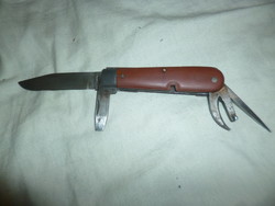 Wood-handled Wenger-marked multi-functional knife