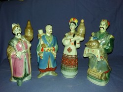 Old Dulevo porcelain figural vodka bottles cossacks 4 figures in one perfect collector's treat