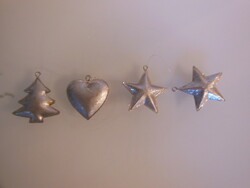 Christmas tree decoration - 4 pcs - 3 d - metal - shiny in material - 5 x 5 x 1 cm - German - perfect