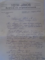 D198329  Tót János Cégtáblafestő - Kecskemét 1933 - árajánlat  -Hutter és Lever R.T.