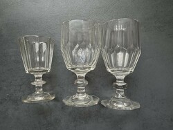 Antique, polished Bieder, Biedermeier stemmed glass, faceted glass glass