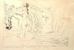 Gacs Gábor: Nudes and tears, original signed ink drawing, 1969