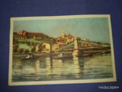 Antique Budapest painting by István Zádori: Várhegy postcard 1950s. According to the pictures