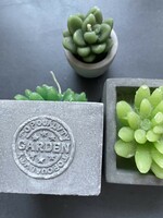 Zöld “növény” gyertyák beton kaspóban - 3 db együtt