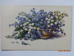 Old graphic floral greeting card - lily of the valley and forget-me-not