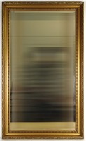 1O313 old large faceted wall mirror 114 x 69 cm