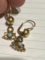 Special style 14 kr gold earring decorated with turquoise for sale! Price: 49,000.-