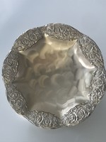 Silver-plated serving bowl with rose rim, quist germany, 18 cm diameter