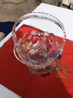 Rozsa mintás rozsaszin üvegkosár