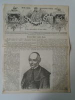 S0620 János Nyárád, abbot of Kászón-Ujfalvi with gout - woodcut and article - front page of 1861 newspaper