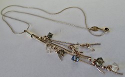 Beautiful silver necklace with long stone pendant
