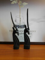 Tropical wood carved antelopes - 2 pieces 24.5 and 26.5 Cm