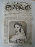 S0625 Erzsébet királyné -Sissy - - fametszet és cikk-1867-es újság címlapja
