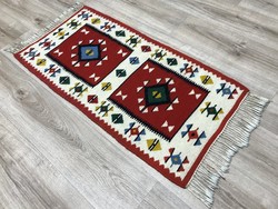 Kilim (kelim) hand-woven wool rug, 52 x 118 cm