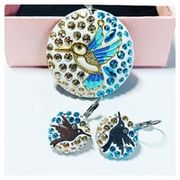 Hummingbird stainless steel swarovski/preciosa crystal set!