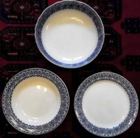 Antique, Solid Fayence English 5-piece Dinnerware Set, Flow Blue Pattern, 19th Century