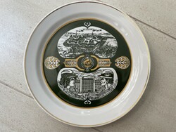 Hollóházi Saxon endre plate decorative plate wall plate solnok nkfv miner modern retro mid century