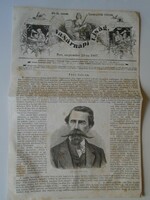 S0584  Türr István  ezredes - BAJA   - fametszet és cikk -1867-es újság címlapja