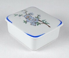 1M310 Régi kék virágos Hollóházi porcelán bonbonier