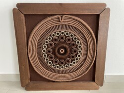 Bakos Zsigmond textil kép falikép gobelin jelezve iparművészeti vállalat retro modern mid century